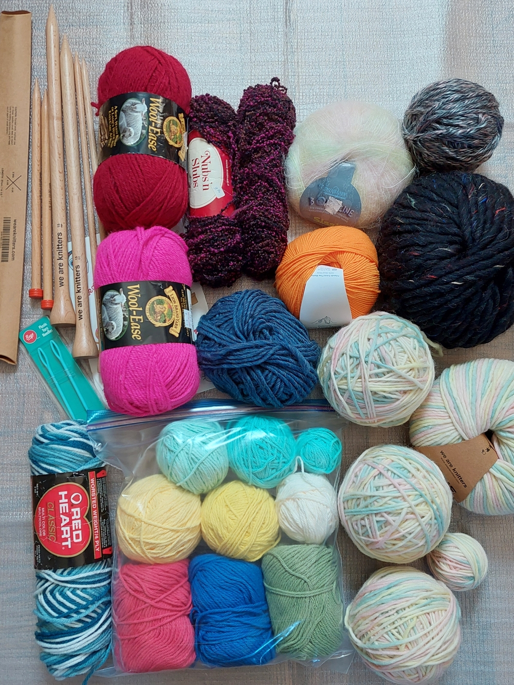 Assorted Yarn & Knitting Needle Collection – Multi-Color Home Art Bundle